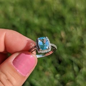 Sterling Silver Aquamarine Engagement Ring